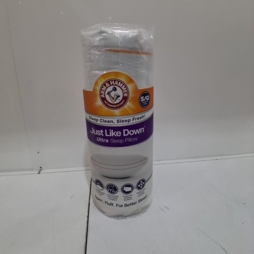 ARM & HAMMER SOFT JUST LIKE DOWN SLEEP PILLOW - QUEEN - WHITE/ORANGE image 2