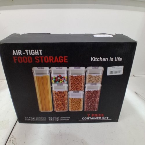 7PC AIRTIGHT FOOD STORAGE CONTAINER SET - 2 X 1.4 CUPS, 2 X 3.8 CUPS, 2 X 6 CUPS, 1 X 8 CUPS - CLEAR/WHITE LIDS image 2