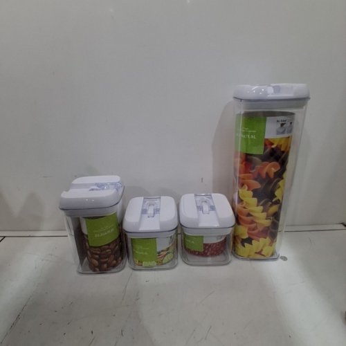 7PC AIRTIGHT FOOD STORAGE CONTAINER SET - 2 X 1.4 CUPS, 2 X 3.8 CUPS, 2 X 6 CUPS, 1 X 8 CUPS - CLEAR/WHITE LIDS image 4