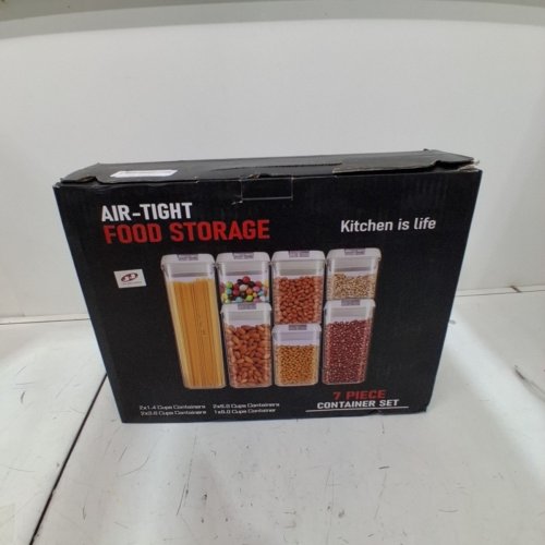 7PC AIRTIGHT FOOD STORAGE CONTAINER SET - 2 X 1.4 CUPS, 2 X 3.8 CUPS, 2 X 6 CUPS, 1 X 8 CUPS - CLEAR/WHITE LIDS image 5