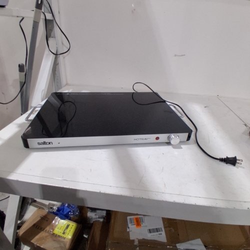 SALTON HOTRAY XL WARMING TRAY WITH TEMPERED GLASS - 400W 21" X 16" - BLACK - (MODEL: 2123123 / WT2148) image 3