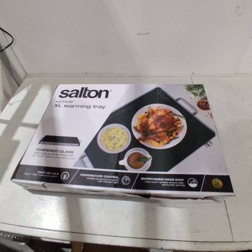 SALTON HOTRAY XL WARMING TRAY WITH TEMPERED GLASS - 400W 21" X 16" - BLACK - (MODEL: 2123123 / WT2148) image 4