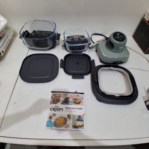 NINJA CRISPI PORTABLE GLASS AIR FRYER COOKING SYSTEM - 4QT AND 6-CUPS - SAGE (MODEL: FN101CGN) image 3