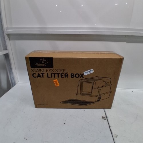 PALNESTS PRO-STAINLESS STEEL LITTER BOX WITH LID, LITTER CATCHING MAT AND SCOOP - EXTRA LARGE (23.8" X 16" X 15.55")- GREY/SILVER (MODEL: PN-CL01) image 6