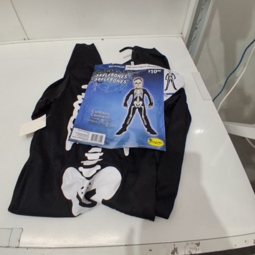 BOYS PARTYHOLIC SKELEBONES COSTUME JUMPSUIT - ONE SIZE - BLACK / WHITE image 2