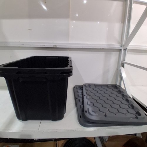 2PK STORAGE BIN WITH LID - 19"X28" - BLACK/GREY image 2