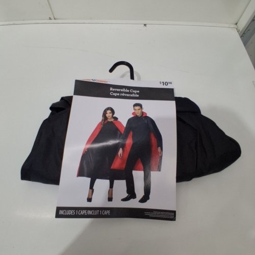 UNISEX ADULT WAY TO CELEBRATE REVERSIBLE CAPE - OSFM 48" X 25" - BLACK / RED (ITEM: 18178) image 2