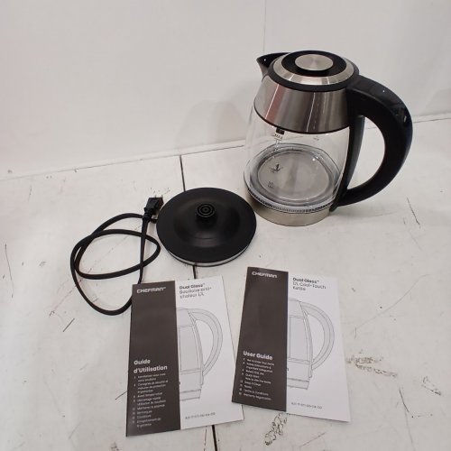 CHEFMAN DUAL-GLASS COOL-TOUCH DIGITAL KETTLE WITH ADJUSTABLE TEMPERATURE AND REMOVABLE TEA INFUSER - 1.7L CAP - STAINLESS STEEL/BLACK (MODEL: RJ11-17-CTI-DG-CA-CO/1992747) image 3