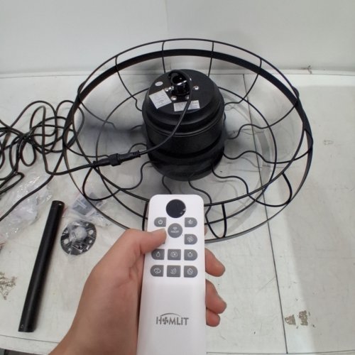 HOMLIT 5-BLADE WATERPROOF CAGE CEILING ELECTRIC FAN - 12" - BLACK image 2