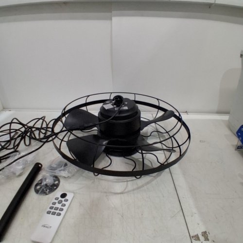 HOMLIT 5-BLADE WATERPROOF CAGE CEILING ELECTRIC FAN - 12" - BLACK image 3