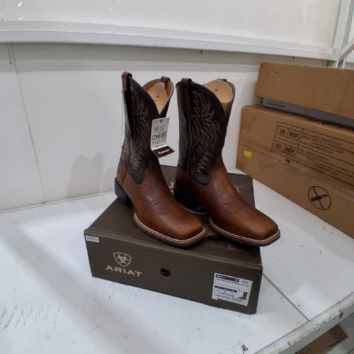 MENS ARIAT SPORT SQUARE TOE WESTERN BOOTS - WIDE 12 - CHAGA BROWN (STYLE: 10035996) image 4