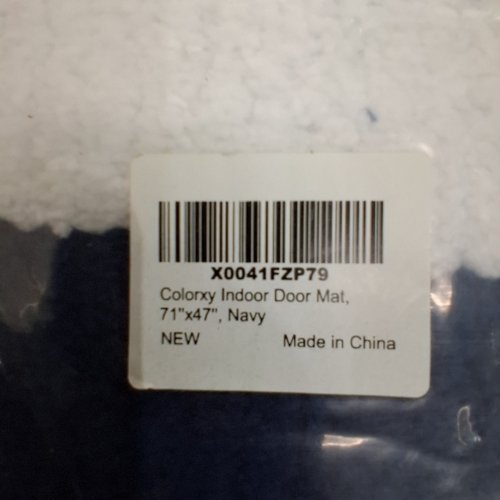 COLORXY INDOOR FLOOR MAT STURDY NON-SLIP TPR BACKING - 71" X 47" - NAVY/WHITE image 2