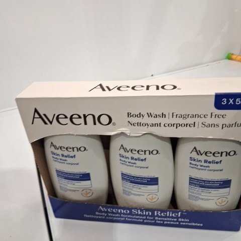 3PK AVEENO SKIN RELIEF BODY WASH SENSITIVE SKIN - 532 ML - FRAGRANCE FREE image 2