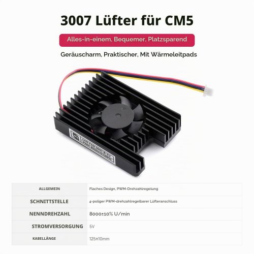 WAVESHARE CM5 COOLING FAN - 5V - BLACK (MODEL: CM5-FAN-3007-B-5V) image 2