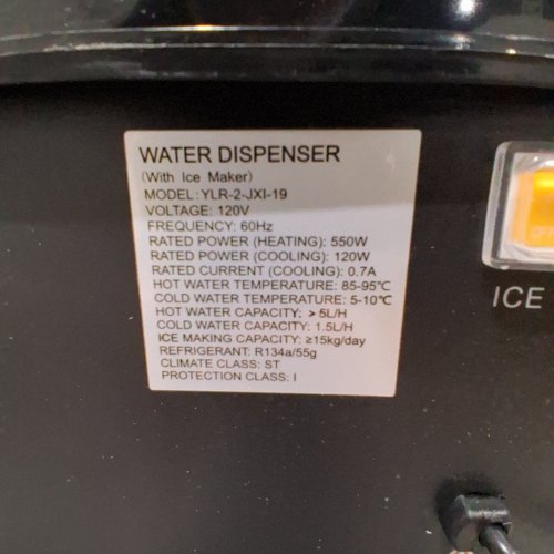TOP LOADED WATER DISPENSER WITH ICE MAKER - BLACK/SILVER (MODEL: YLR-2-JX1-19) image 3