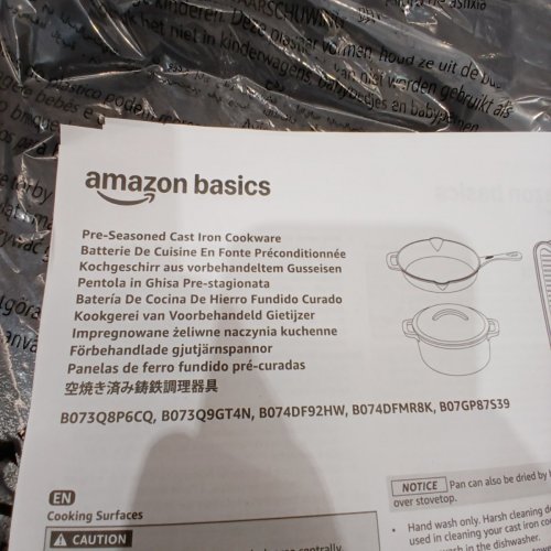 AMAZON BASICS PRE-SEASONED CAST IRON SKILLET PAN - 15" - BLACK image 3
