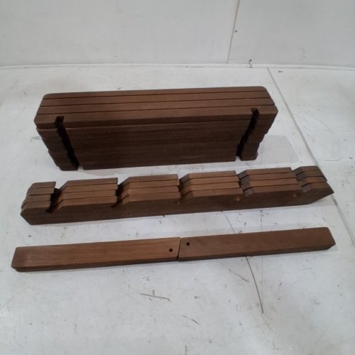 2PK 5-TIER SMALL WOODEN DISPLAY SHELF - 15" X 3" EACH TIER - WALNUT BROWN image 2