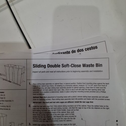 2PC SLIDING DOUBLE SOFT-CLOSE WASTE BIN - 14.3" X 22" X 18.8" - 35 QT - WHITE image 2