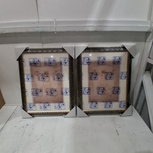 2PK DUCIHBA ORNATE PICTURE FRAME - 12" X 16" MATTED TO 9" X 12" - GREEN / SILVER image 2