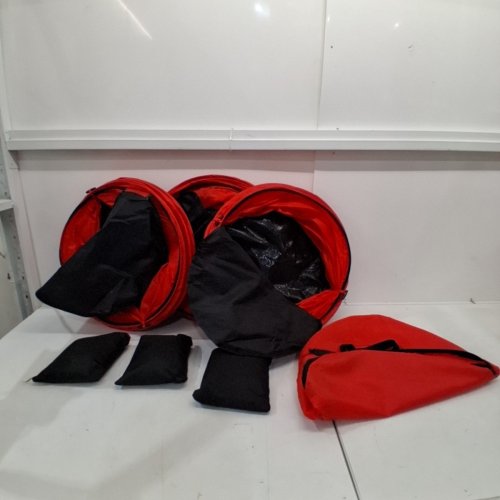 7PC YES4ALL POP-UP DEFENDER FOR VARIOUS SPORTS TRAINING EQUIPMENT WITH SAND BAG WEIGHTS AND CARRYING BAG - 16.9" X 39.9" EACH - RED (MODEL: KWB5) image 2