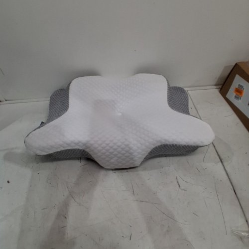 THE DAILY DEAL 365 ERGONOMIC MEMORY FOAM CERVICAL NECK PILLOW - WHITE/GREY image 2