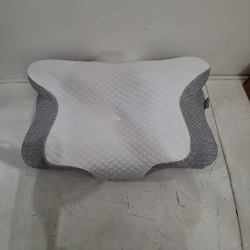 THE DAILY DEAL 365 ERGONOMIC MEMORY FOAM CERVICAL NECK PILLOW - WHITE/GREY image 3