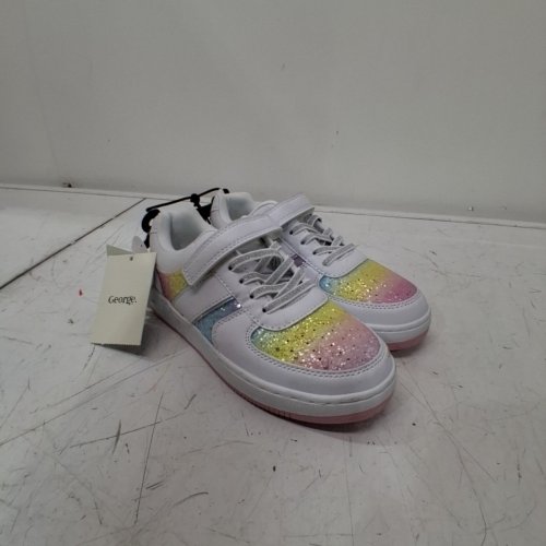 GIRL'S GEORGE CASUAL ATHLETIC SHOES - 13 - WHITE WITH MULTICOLOR image 2