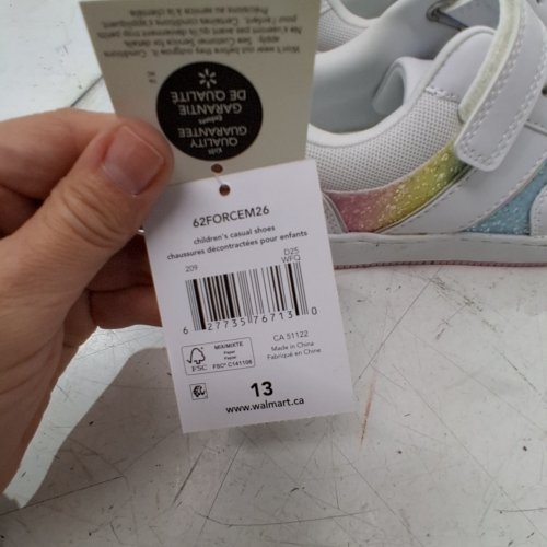 GIRL'S GEORGE CASUAL ATHLETIC SHOES - 13 - WHITE WITH MULTICOLOR image 5