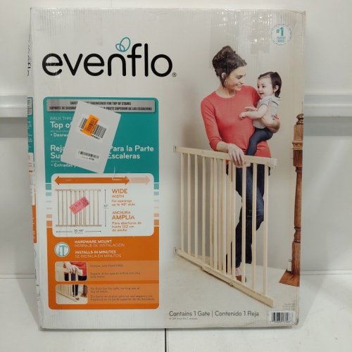 EVENFLO TOP OF STAIRS-STYLE EXTRA TALL GATE - 30-48" X 32" - TAN WOOD (MODEL: 10500) image 4