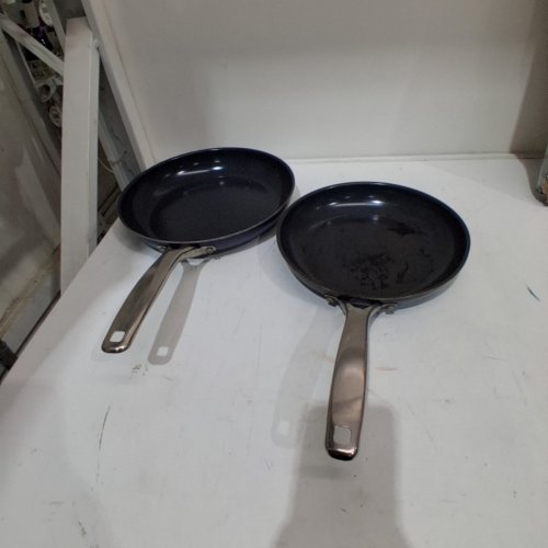 2PC BLUE DIAMOND COOKWARE DIAMOND INFUSED CERAMIC NON-STICK FRYING PAN SKILLET SET - 11" / 9.5" - BLUE image 2