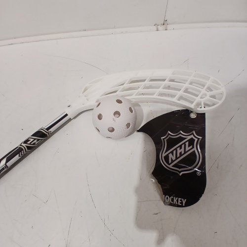 2PC FRANKLIN SPORTS NHL FLOORBALL HOCKEY STICK & BOWL SET - 35" - BLACK / WHITE image 3