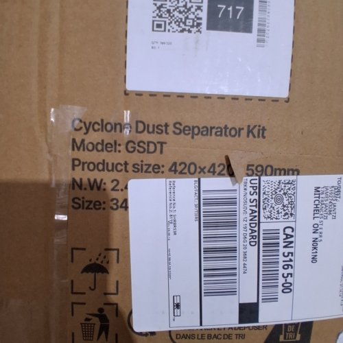5 GAL VEVOR CYCLONE DUST SEPARATOR KIT - 420 MM X 420 MM X 590 MM (MODEL: GSDT) image 2