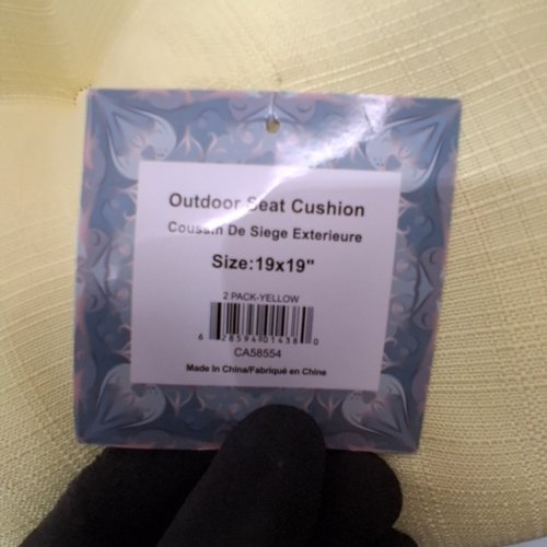 2PK MARINA DECORATION OUTDOOR SEAT CUSHIONS - 19" X 19" - YELLOW image 2