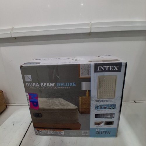INTEX DURABEAM DELUXE COMFORT PLUSH AIR MATTRESS WITH BUILT IN ELECTRIC PUMP - QUEEN - 18"H - BEIGE (MODEL: AP619D) image 5