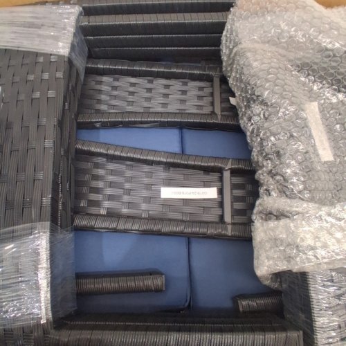 4PC COSTWAY RATTAN PATIO FURNITURE SET WITH PADDED CUSHION - BLACK/NAVY (MODEL: G019-24-P018-B00-NY) image 8