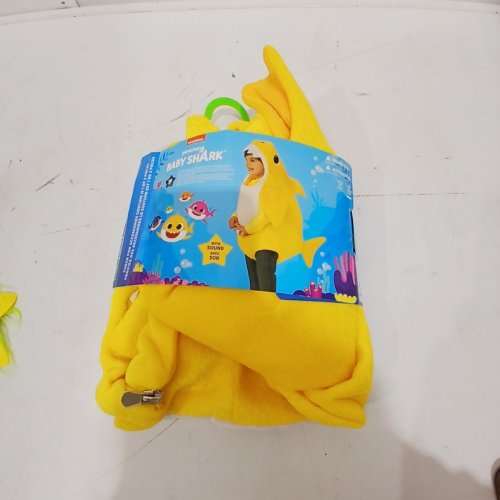 UNISEX INFANTS RUBIES PINKFONG BABY SHARK ROMPER COSTUME WITH SOUND BOX - PLAYS ORIGINAL BABY SHARK SONG - 2T - YELLOW image 2