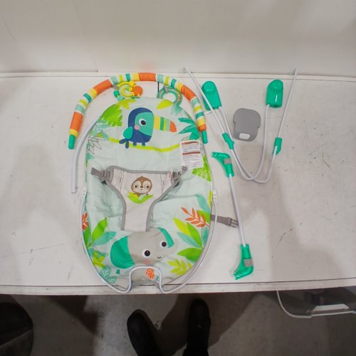BRIGHT STARTS RAINFOREST VIBES PORTABLE 3-POINT HARNESS BOUNCER WITH TOY-BAR - RAINFOREST VIBES (MODEL: 12227) image 2