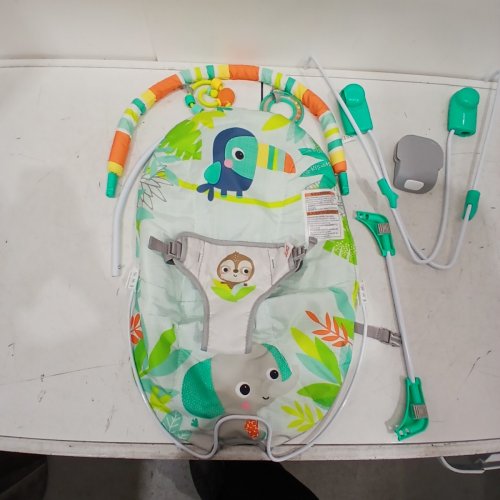 BRIGHT STARTS RAINFOREST VIBES PORTABLE 3-POINT HARNESS BOUNCER WITH TOY-BAR - RAINFOREST VIBES (MODEL: 12227) image 3