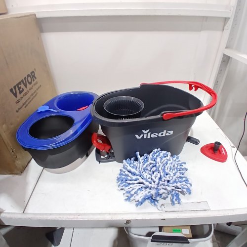 VILEDA EASY WRING RINSE CLEAN SPIN MOP AND BUCKET SYSTEM - 22" TO 36" - BLACK/RED/BLUE - (MODEL: 168467) image 2