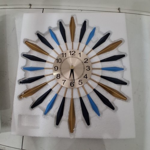 DECORATIVE SUNBURST WALL CLOCK - GOLD/BLACK/BLUE image 2
