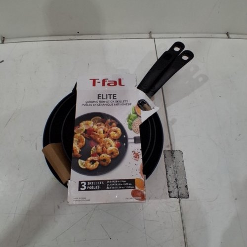 3PC T-FAL ELITE CERAMIC NON-STICK SKILLET SET - 8"/9.75"/11.25" - BLACK/RED (MODEL: 8899888) image 5