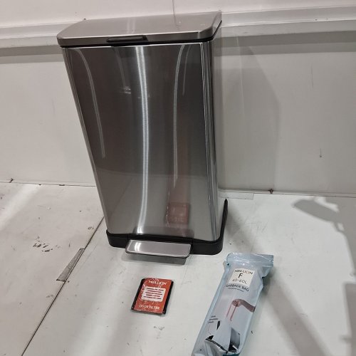 MBILLION RECTANGLE STAINLESS STEEL STEP BIN SLOW CLOSE FINGERPRINT PROOF - 40L - BRUSHED SILVER - (MODEL:MB-8858) image 2
