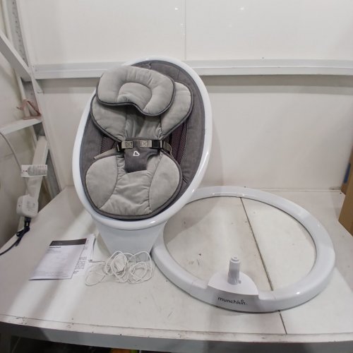MUNCHKIN BLUETOOTH ENABLED LIGHTWEIGHT BABY SWING WITH NATURAL SWAY IN 5 RANGES OF MOTION AND REMOTE - WHITE/GREY - (MODEL: 21330) image 3