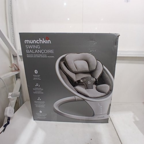 MUNCHKIN BLUETOOTH ENABLED LIGHTWEIGHT BABY SWING WITH NATURAL SWAY IN 5 RANGES OF MOTION AND REMOTE - WHITE/GREY - (MODEL: 21330) image 5