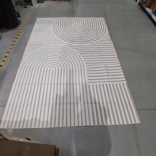 BOHO GEOMETRIC JACQUARD AREA RUG - 9FT X 6FT - BEIGE/WHITE image 2