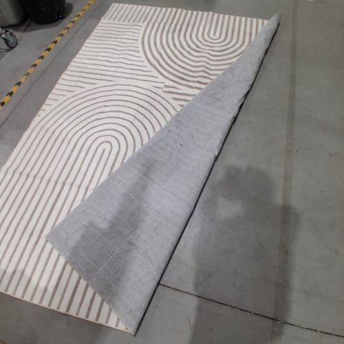 BOHO GEOMETRIC JACQUARD AREA RUG - 9FT X 6FT - BEIGE/WHITE image 3