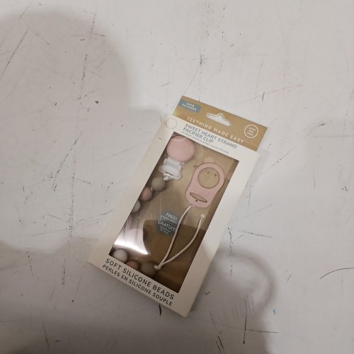 TINY TEETHERS SOFT SILICONE BEADED PACIFIER CLIP - PINK/WHITE image 3
