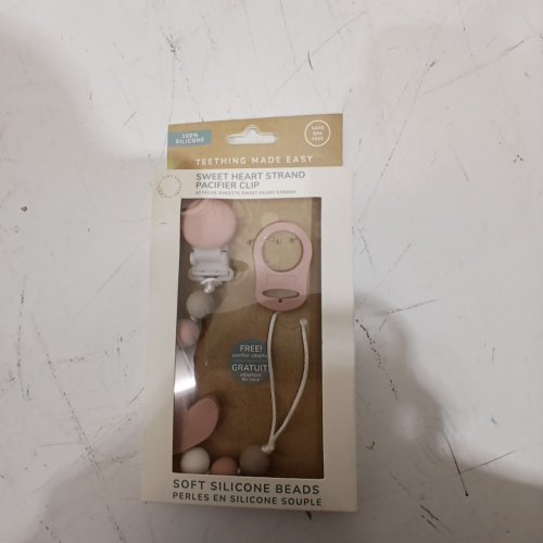 TINY TEETHERS SOFT SILICONE BEADED PACIFIER CLIP - PINK/WHITE image 4