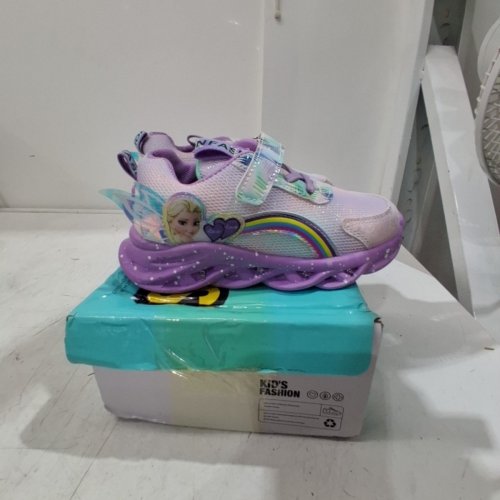 KIDS FROZEN RAINBOW LED LIGHT UP SHOES - SIZE 28 - PURPLE image 2