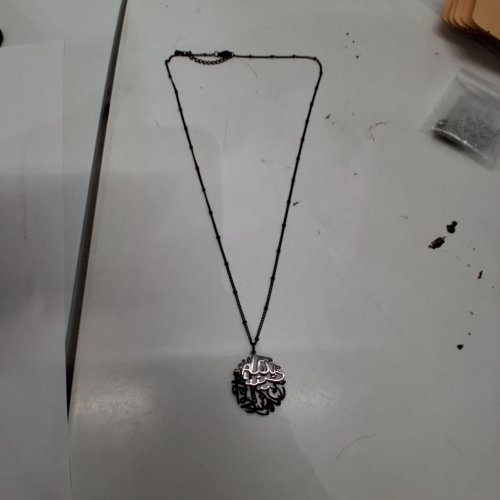 ADULTS SHAHADA ADJUSTABLE PENDANT NECKLACE - 20-22" CHAIN LENGTH/ 24 MM PENDANT - BLACK image 2